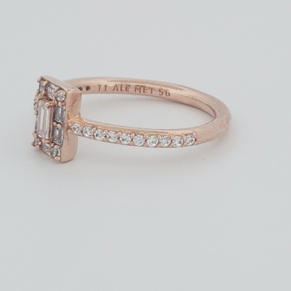 NWOT Pandora Rose Gold Sparkling Square Halo Ring CZ - Picture 3 of 4